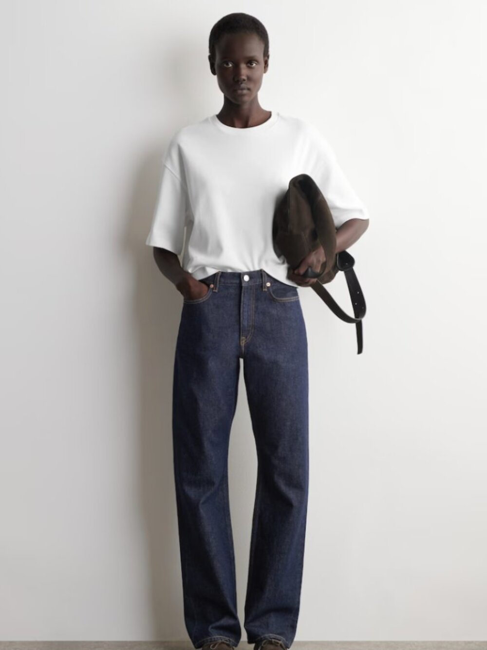 COS T-Shirt Women's Sz L White Cotton Oversized Boxy Capsule Minimalist Luxe
